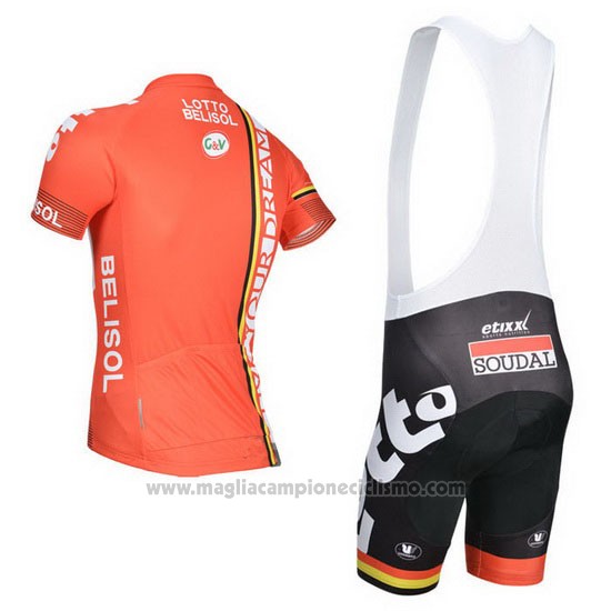2014 Abbigliamento Ciclismo Lotto Belisol Arancione Manica Corta e Salopette